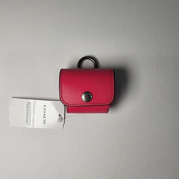NWT Coach C3749 Wireless Earbud Case Sport Bold Pink Leather AirPods Pro - Picture 1 of 3